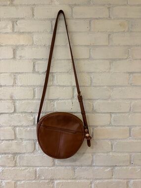 Hobo Round Brown Leather Crossbody Bag